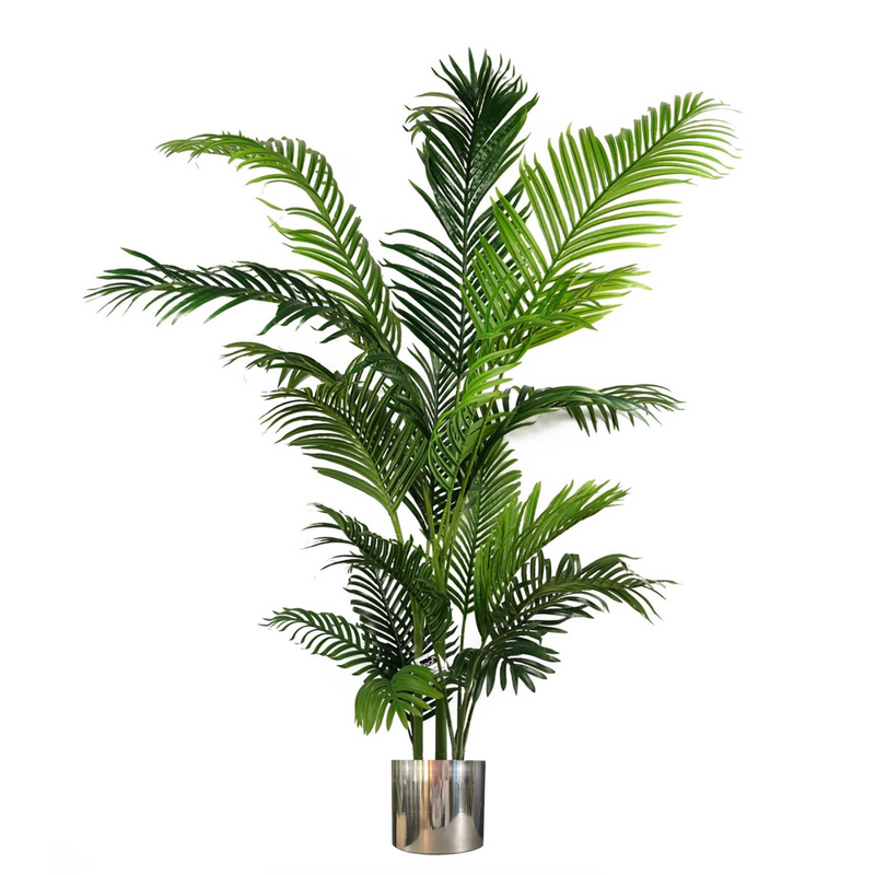 180cm Artificial Palm Tree Extra Large Silver Metal Planter
