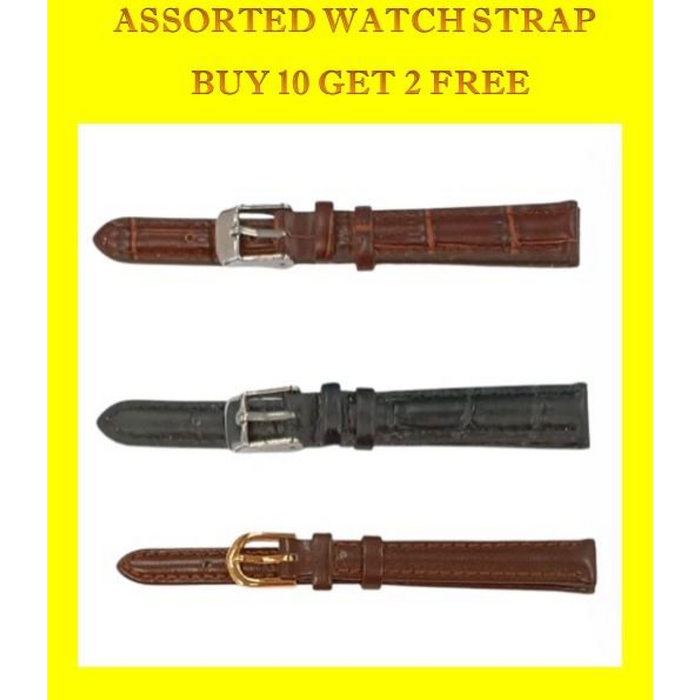 Genuine Leather Watch Strap BUY 10 GET 2 FREE ASSORTED COLOUR 10MM-12MM