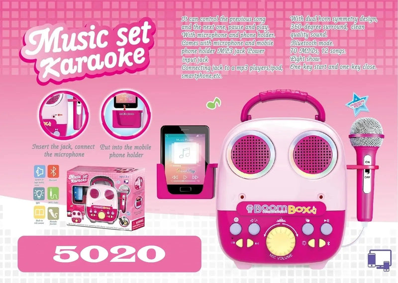 Light Up Boom Box Karaoke Music Set