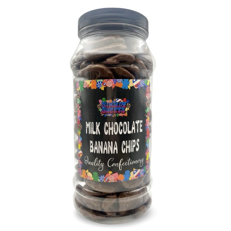 Milk Chocolate Banana Chips Retro Sweets Gift Jar - 580g