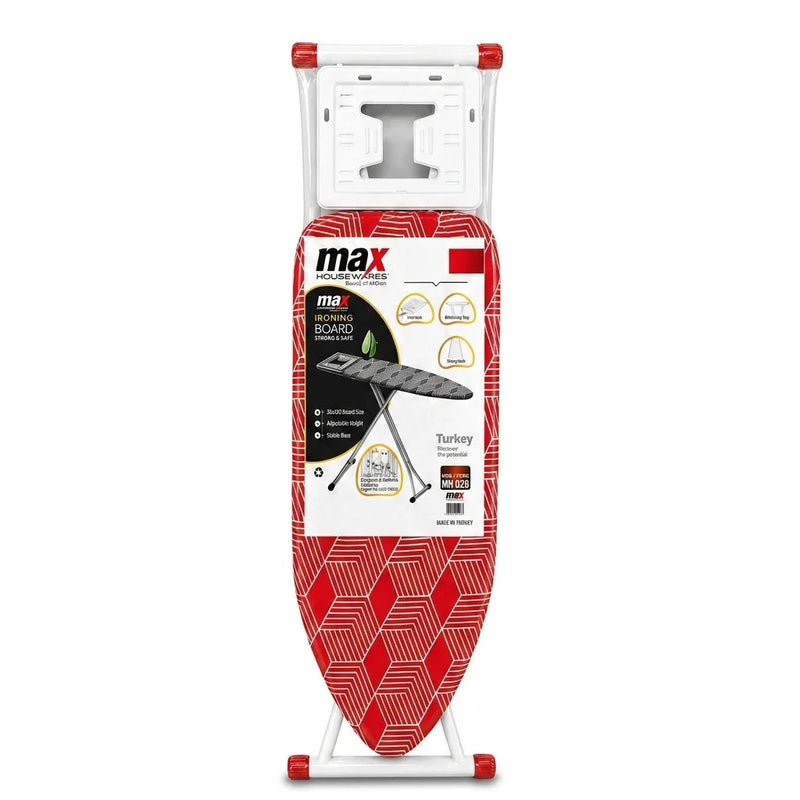 Ma x Housewares Ironing Board Adjustable Height Mesh Surface White Legs