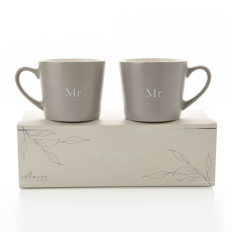 Amore Set of 2 Grey Mugs - Mr & Mr