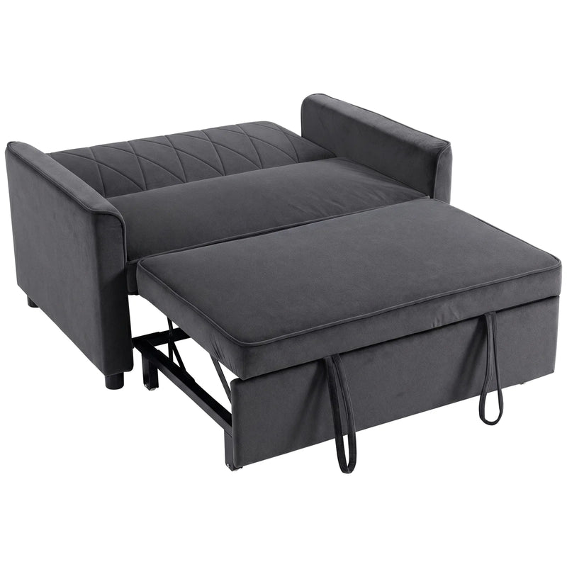 HOMCOM 2 Seater Sofa Bed, 3-in-1 Convertible Pull Out Sleeper Sofa with Click-Clack Adjustable Backrest, Dark Grey