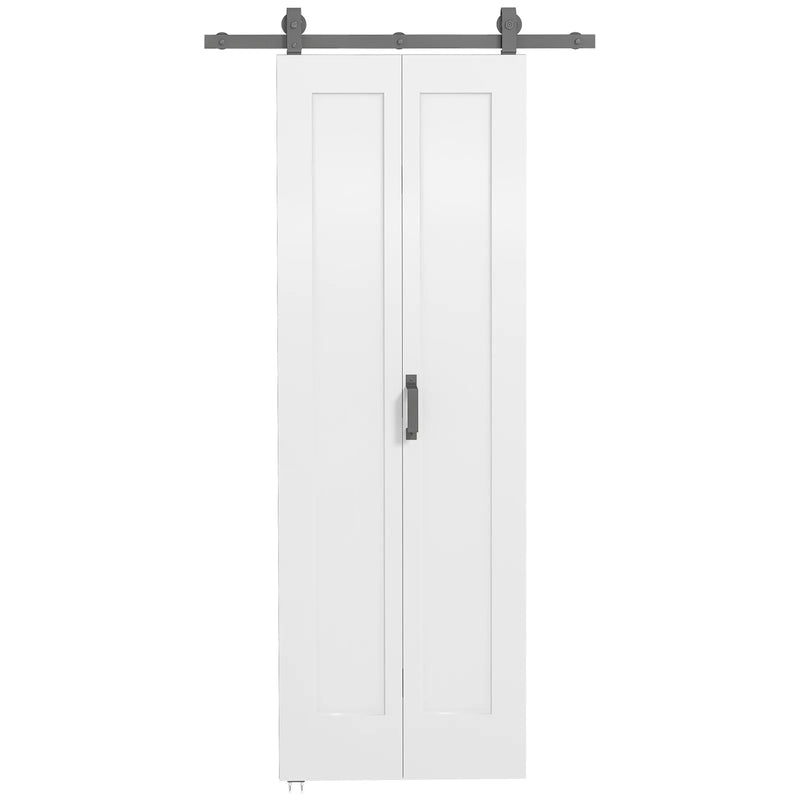 HOMCOM Slide Door, 70cm Modern Sliding Door Set Kit with Steel Rail, White