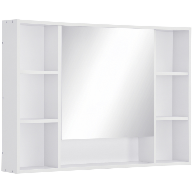 kleankin Bathroom Cabinet Wall Mount Storage organiser Mirror Shelves White