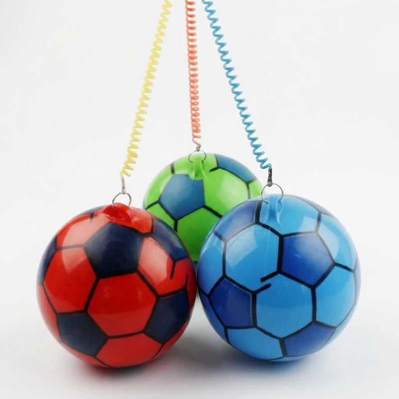 Inflatable Football With Springy String Sports Toy Ball Outdoor Assorted Colours