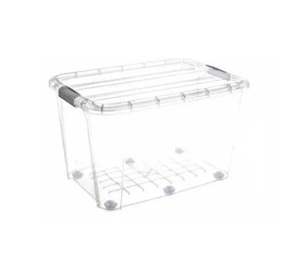 Clear Plastic Storage Bo x With 6 Wheels 100 Litre