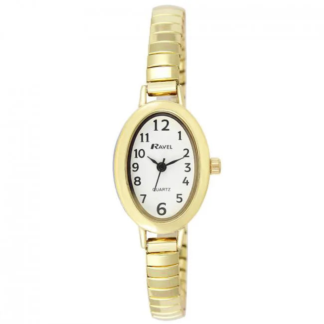 Ravel Ladies White Dial Gold Expander Bracelet Watch R0202.01.2