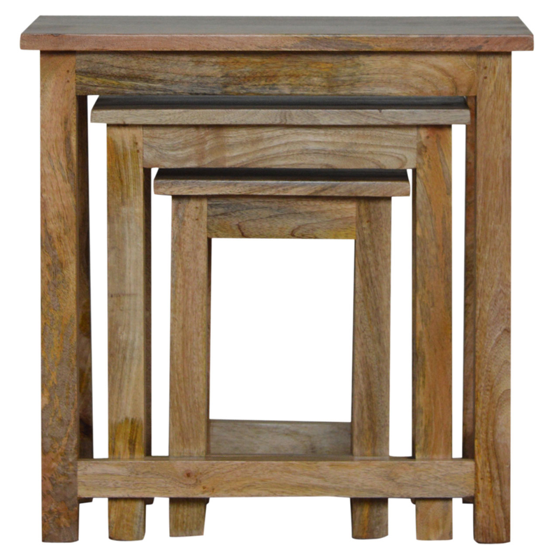 Artisan Furniture Country Solid Wood Stool Set of 3, Beige