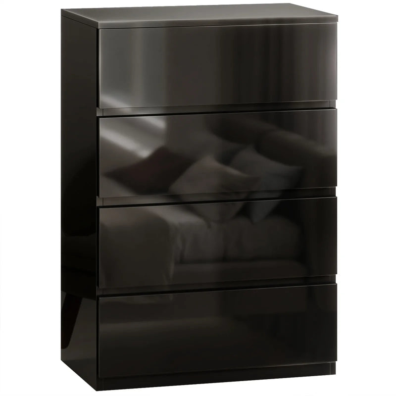 HOMCOM Chest of Drawers, 4-Drawer Storage Cabinets, Modern Dresser, Storage Drawer Unit for Bedroom