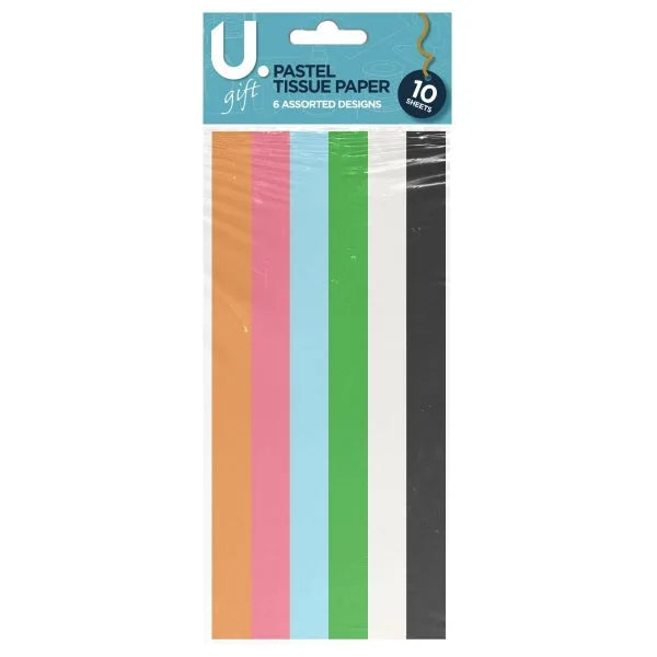Pastel Tissue Paper 10 Sheets Assorted Colours