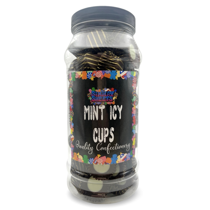 Milk Chocolate Mint Flavour Icy Cups Retro Sweets Gift Jar - 535g