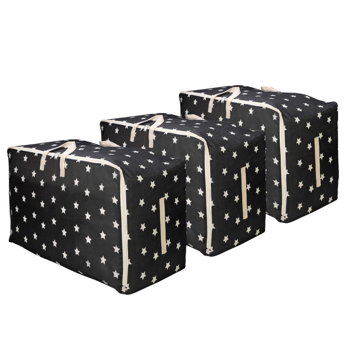 VINSANI 3pc STORAGE BAGS BLACK STAR MEDIUM 0000342