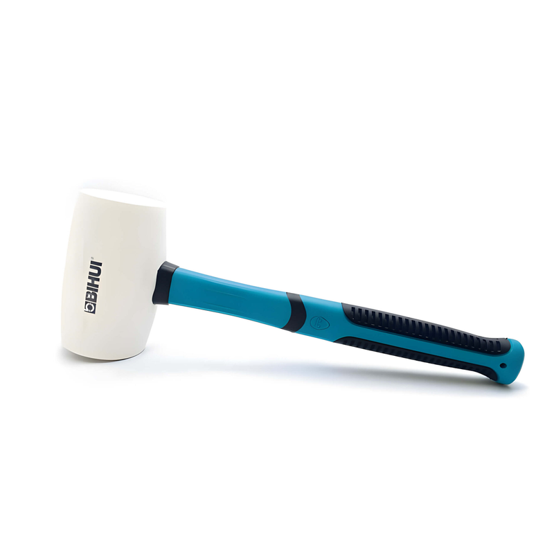 BIHUI 24oz White Rubber Mallet - Soft Grip TPR Handle for Tiling & Flooring