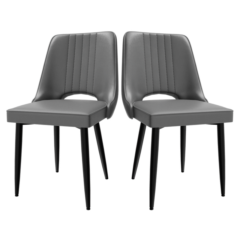 Dining Chairs with Cut-Out Backrest, Modern Kitchen Chair, Scandinavian Faux Leather Chair with High Back for Living Room Kitchen