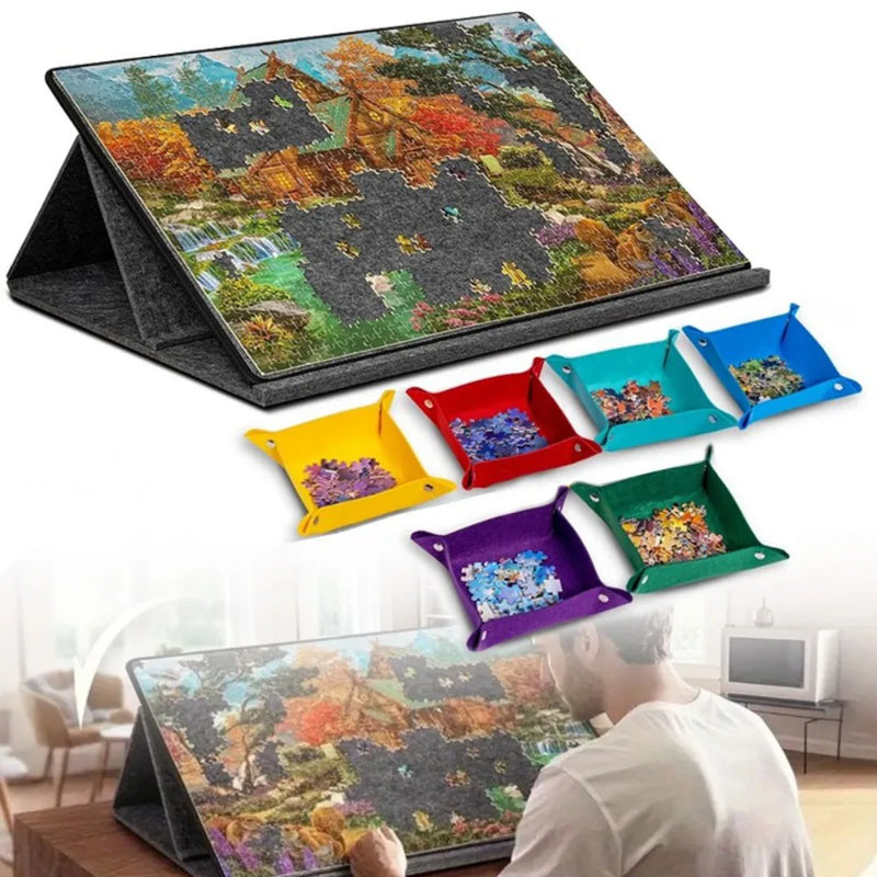 1000Pcs jigsaw Puzzle Board Portable Felt Puzzle Plateau 6 Drawers Puzzle Table
