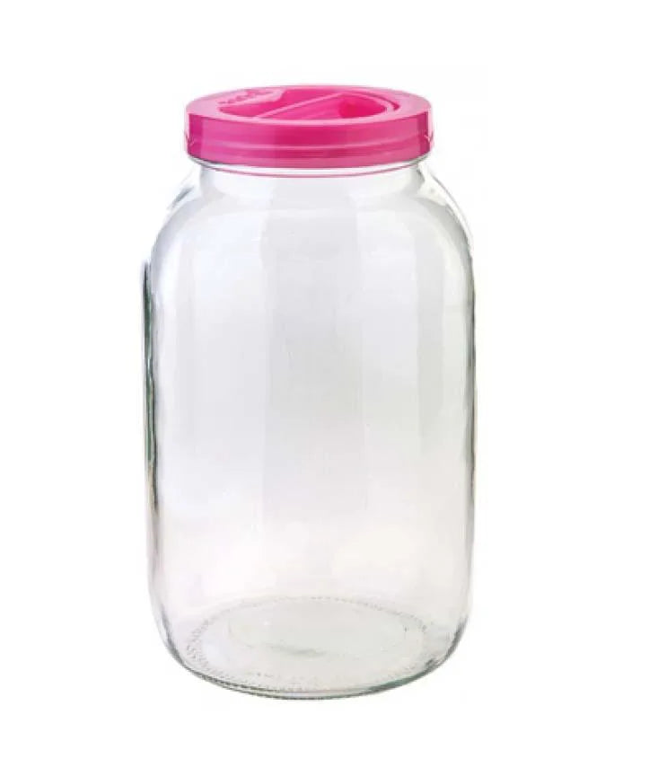 Plain Glass Food Cereal Oats Storage Jar With Plastic Lid 8 Litre