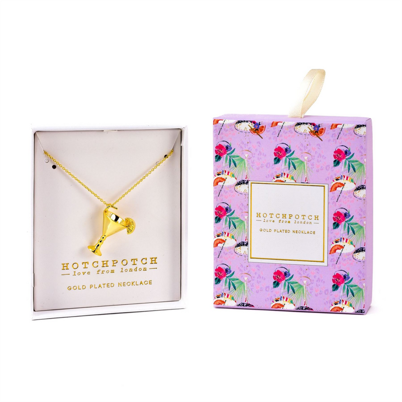 Gold Plated 3D Cocktail Glass Necklace
