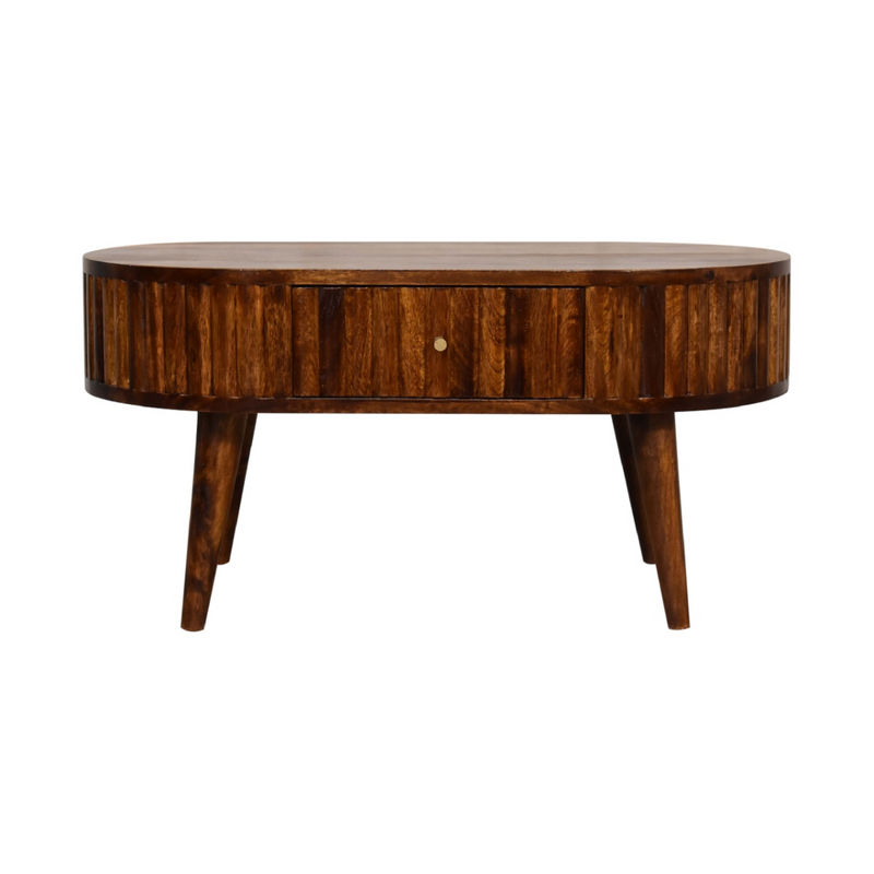 Artisan Furniture Solid Wood Stripe Chestnut Coffee Table, 2 Drawers, Dark Brown