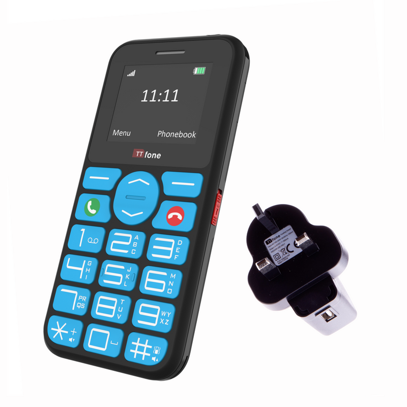 TTfone TT190 Big Button Basic Senior Unlocked Emergency Mobile Phone - Simple Cheapest Phone with Mains Charger and Vodafone Sim Card
