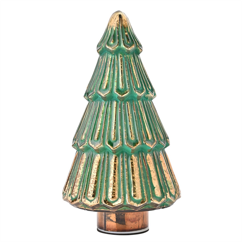 Green Crackle Effect Glass LED Christmas Tree Large