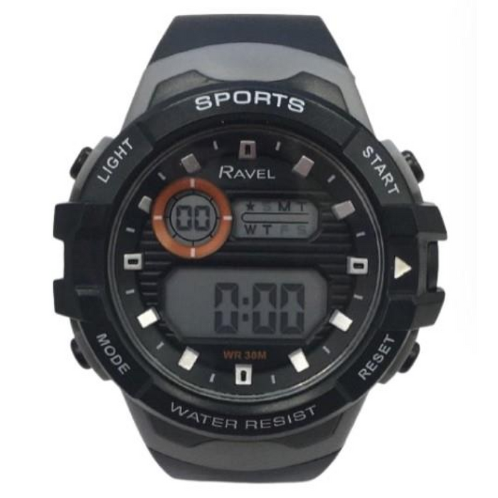 Ravel Mens 3ATM Digital Sports Black/Grey Watch RDG.14.33