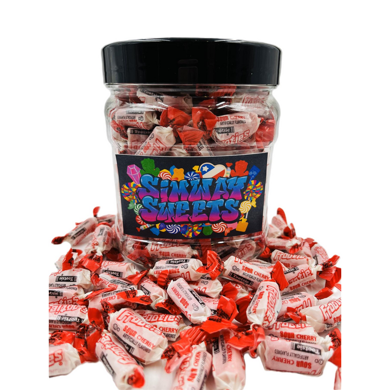 Simway Sweets Jar 680g - Tootsie Frooties Sour Cherry Flavour - Individually Wrapped American Sweets - Approximately 180 Pieces