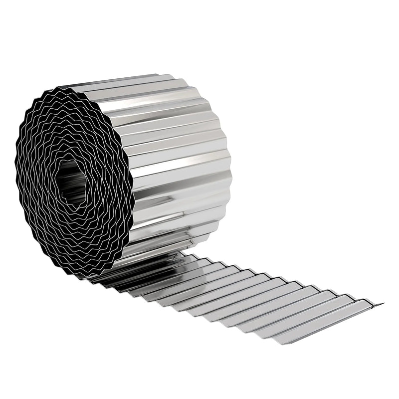 Outsunny Metal Garden Edging Border, 8 in x 21.3 ft Corrugated Heavy Duty Galvanised Steel Lawn Edging, Silver Tone