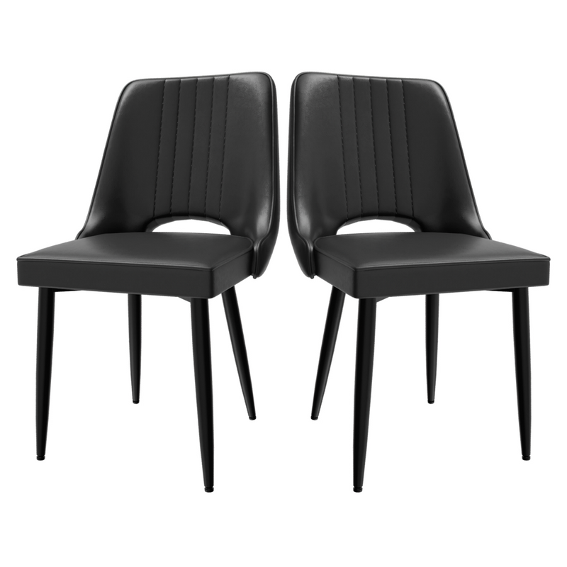 Dining Chairs with Cut-Out Backrest, Modern Kitchen Chair, Scandinavian Faux Leather Chair with High Back for Living Room Kitchen