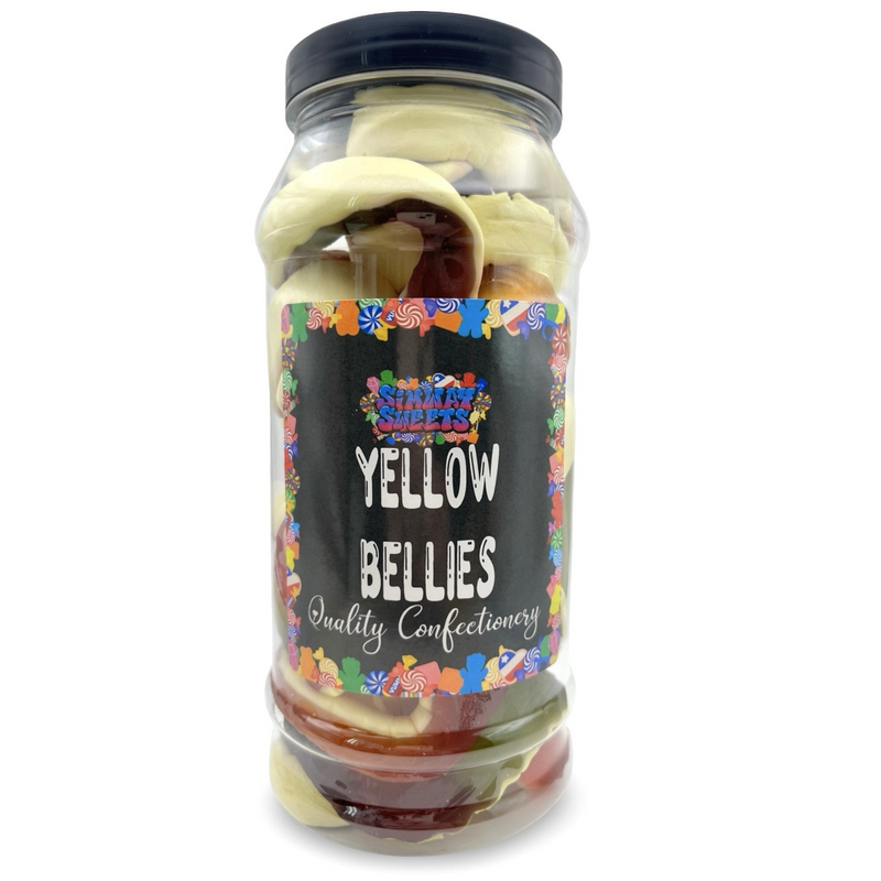 Yellow Bellies Gummy Foam Snakes Retro Sweets Gift Jar - 670g