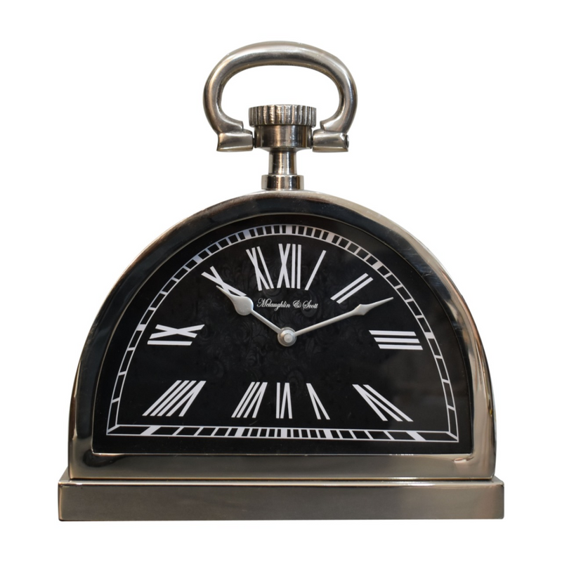 Artisan Furniture Black and Chrome Table Clock