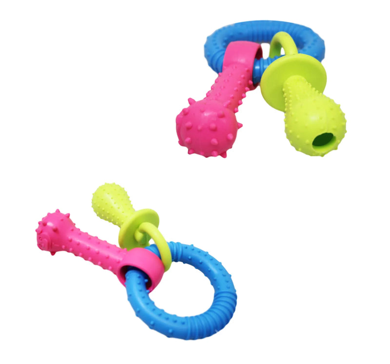 Pet Dog Chewing Toy Dummy Ring With Bone Assorted Colours