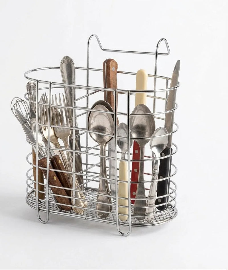 Metal Cutlery Holder Drainer Organiser With Hanging Hook