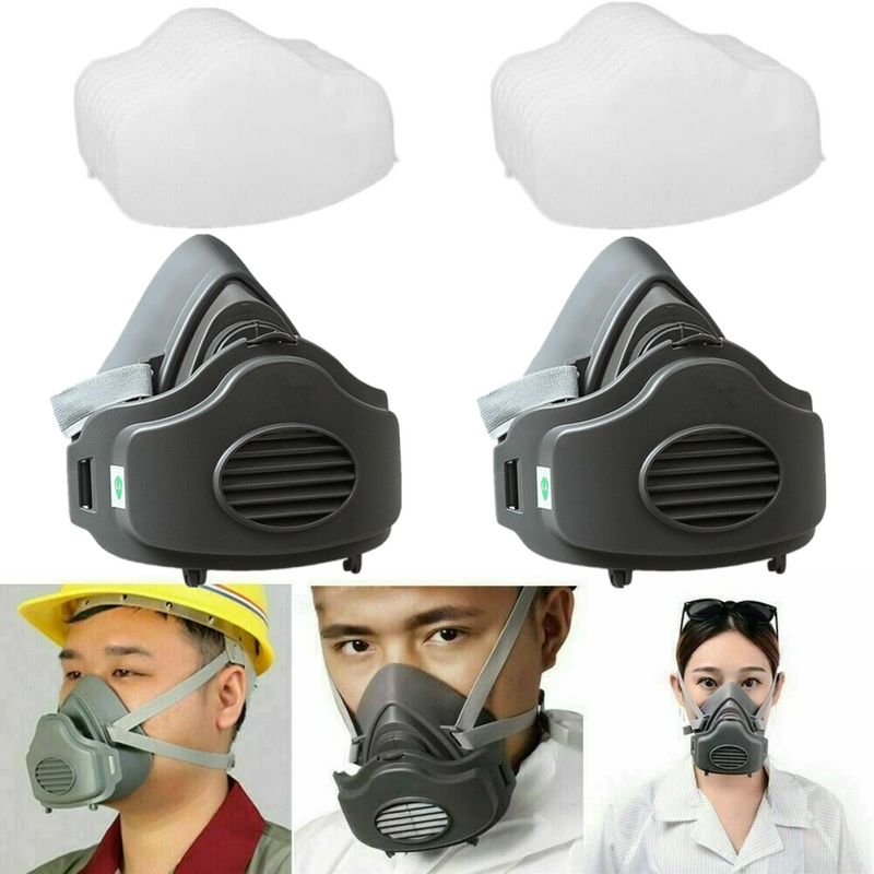 （2Pack）Reusable Half Face Cover Respirator Dust Mask for Woodworking Painting Welding