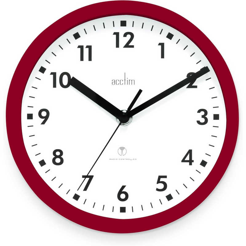 Acctim Nardo 20cm Radio Controlled Red Wall Clock 74664