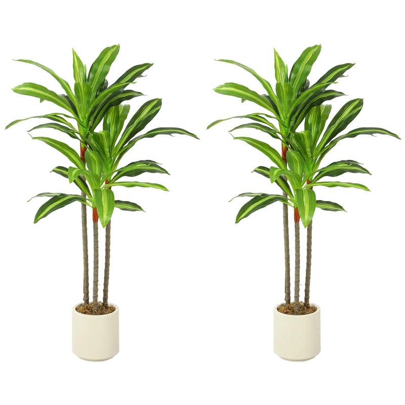 HOMCOM 90cm Lifelike Fake Tree, Artificial Dracaena Tree with Bendable Trunks, Green