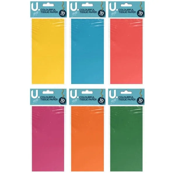 Colourful Tissue Paper 10 Sheets Assorted Colours