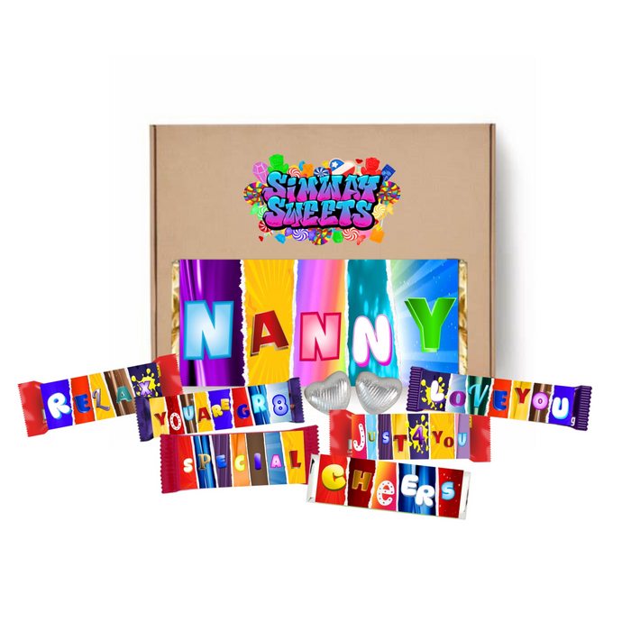 Mothers Day Gift Box With Fun Chocolate Bar Wrappers - Nanny