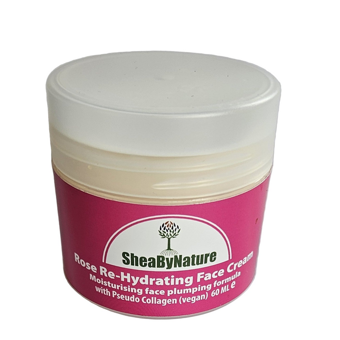 Rose Re-Hydration Face Cream with Shea Butter, Vegan Collagen, Rose Oil and Antioxidants (60ml)