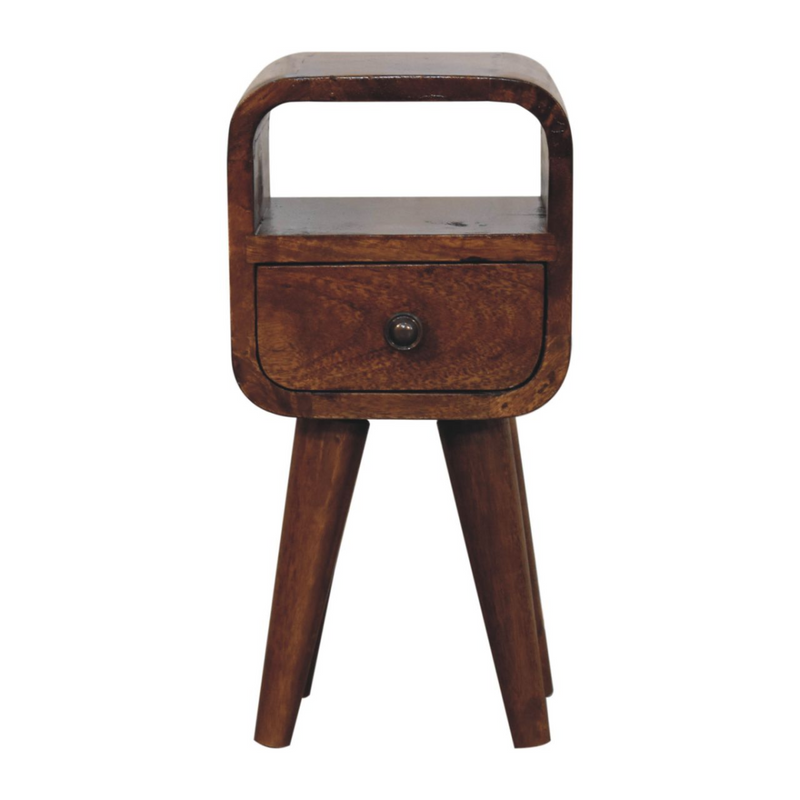 Artisan Furniture Solid Wood Extra Mini Chestnut Curve Open Slot Bedside