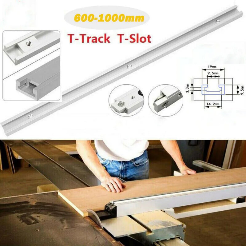 800/1000mm T-slot T-track Miter Track Jig Fixture Slot Woodworking Tool Aluminum-1000mm