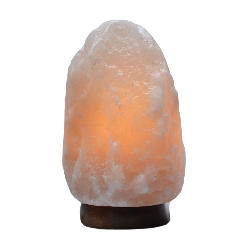 Himalayan Rock Salt Lamp with Wooden Base - Grey