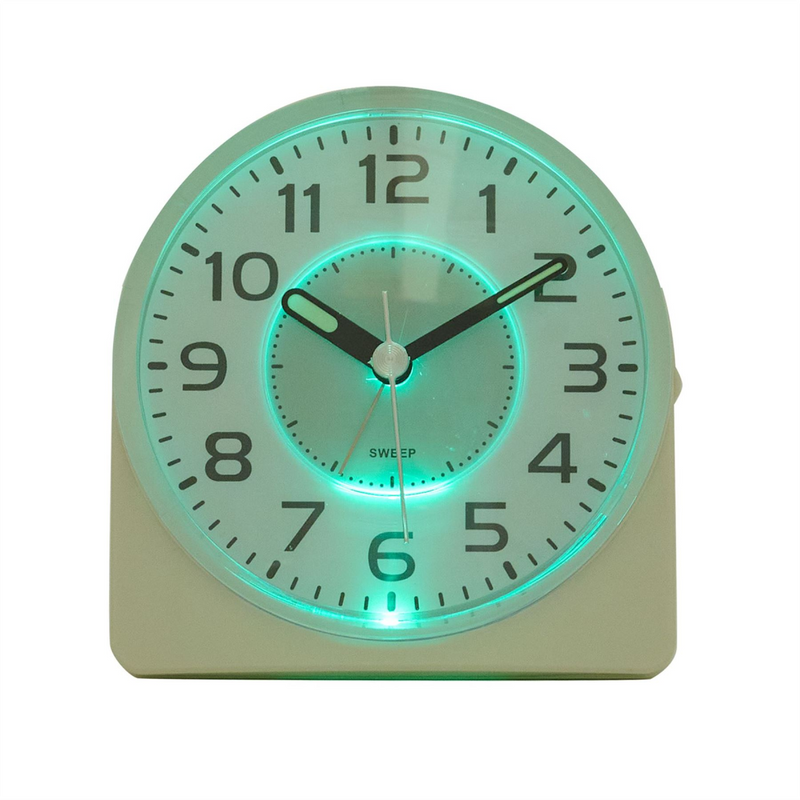 Wm.Widdop Silent Sweep Round Face Blinking Light Alarm Clock  - White