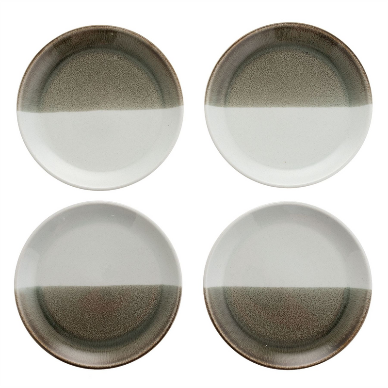 Hestia Set of 4 Reactive Glaze Grey Plates 23cm