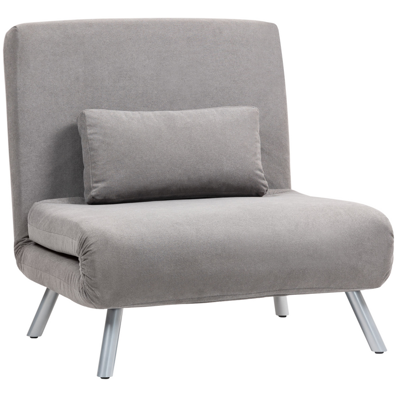 HOMCOM 2-in-1 Folding Sofa Bed with 5-level Adjustable Backrest, Grey