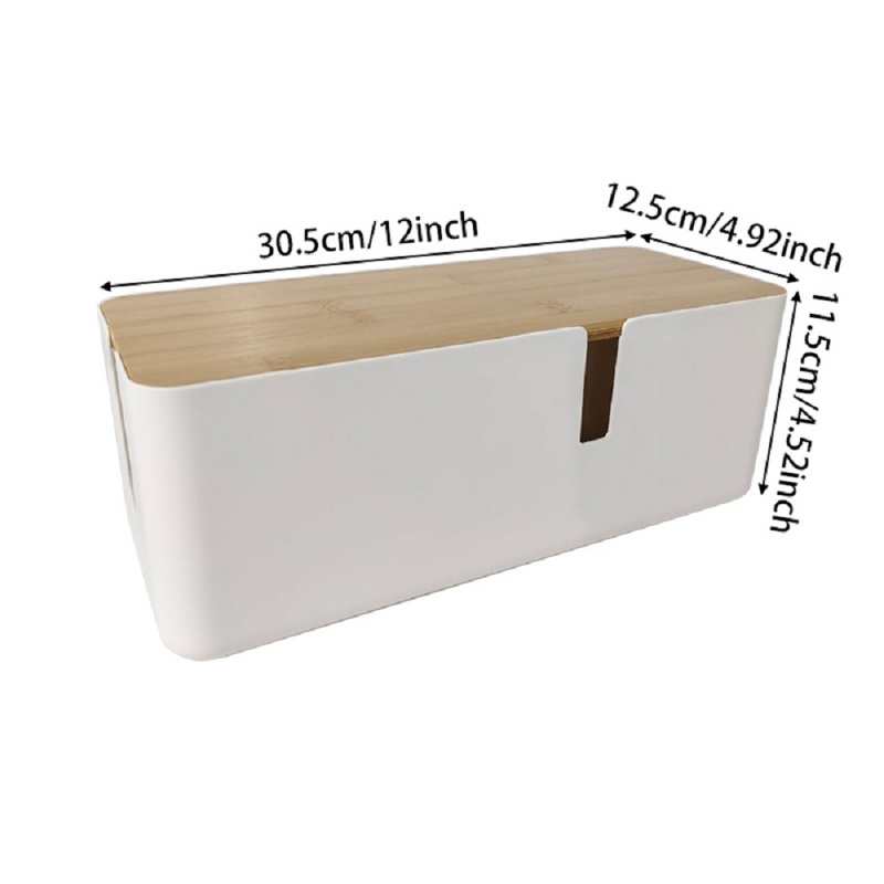 Cable Tidy Box, Cables management box with Bamboo Lid, Cables Organised Box