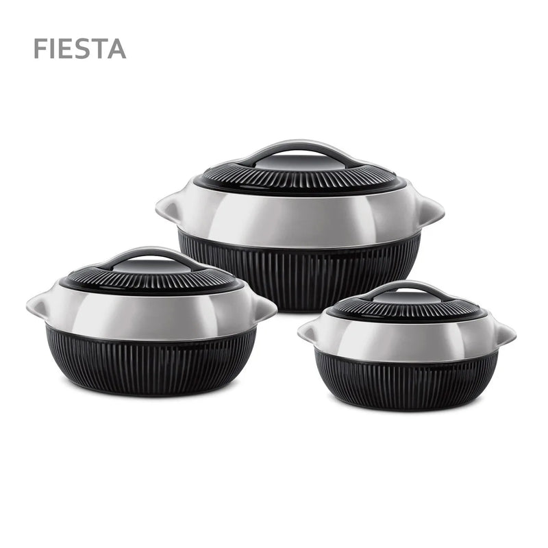 Sq Professional Fiesta Insulated Casserole Hot Pot Set Of 3 Black – Silver