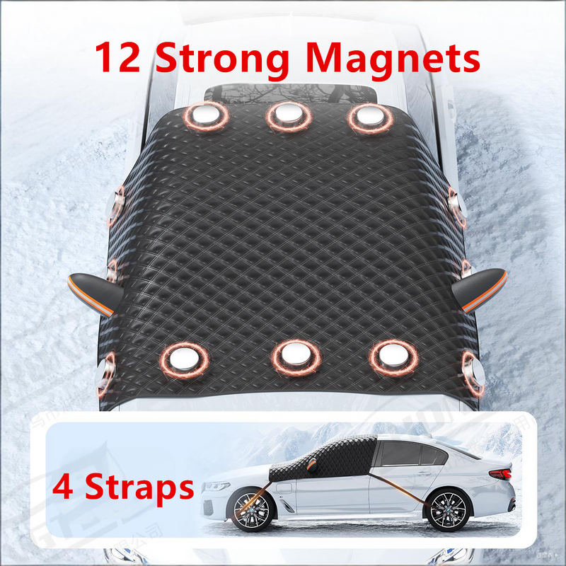 Car Windshield Snow Cover Window Mirror Magnetic Protector Cover Black