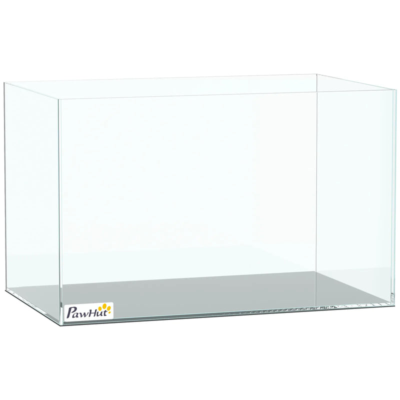 PawHut Fish Tank Bare Glass for DIY Glass Aquarium with Protective Base Mat 24L Transparent for Fish Shrimps