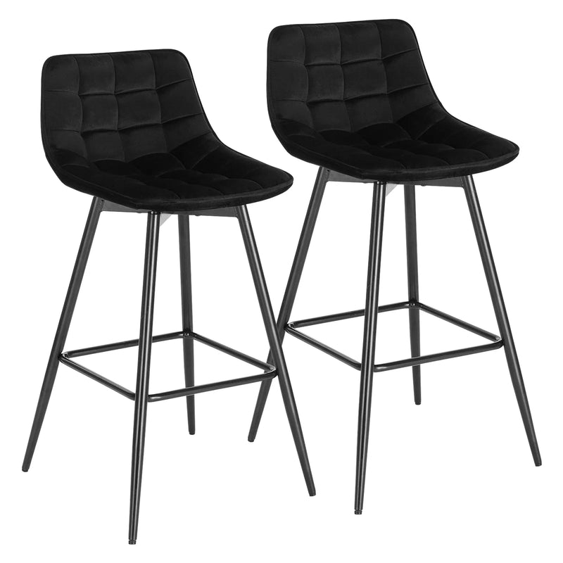 2PCs/set Designer Bar Stool High Chair Counter Stool for Bar Bistro Leather/Velvet Seat with Footrest Metal Frame Household